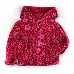 Flower + Butterfly Print 24M Girls Velour Hoodie